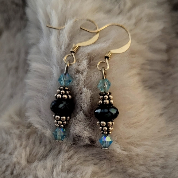 Blue Crystal Earrings - Picture 1 of 2
